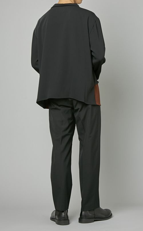 バイカラードレープブラウス