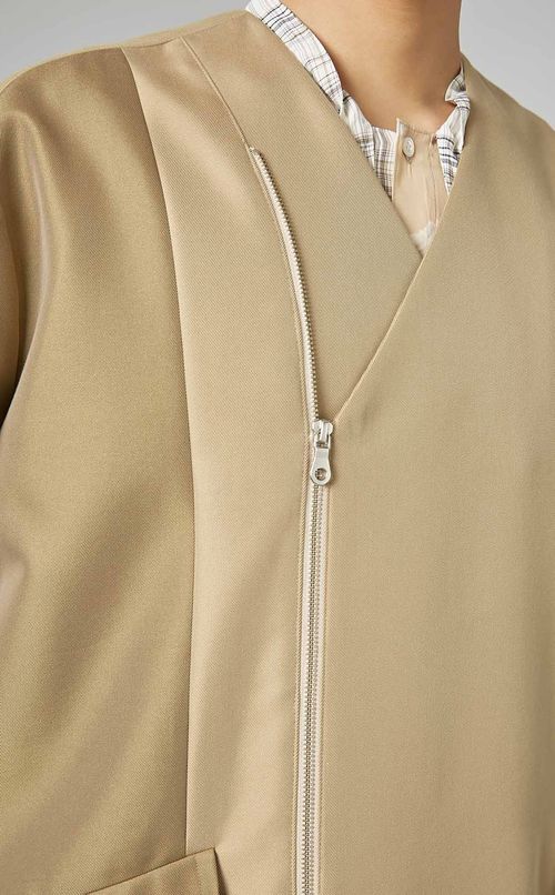 クレイジー切替ノーカラーコート