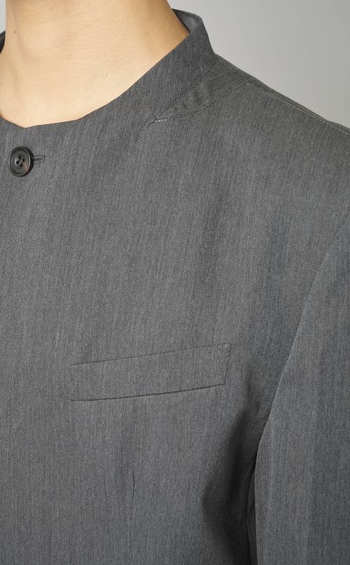 ノーカラーロングコート