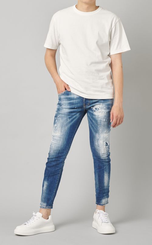 スリムダメージデニムパンツ