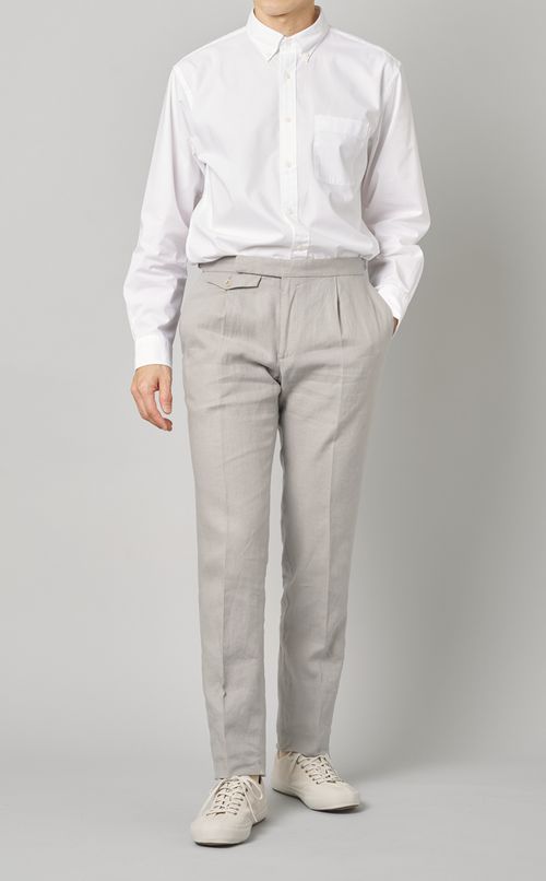 リネンサイドベルトトラウザー