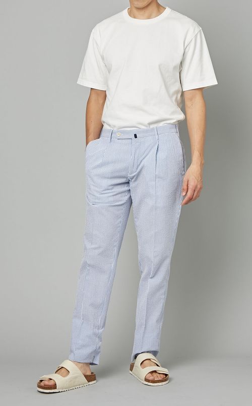 シアサッカーストライプトラウザー