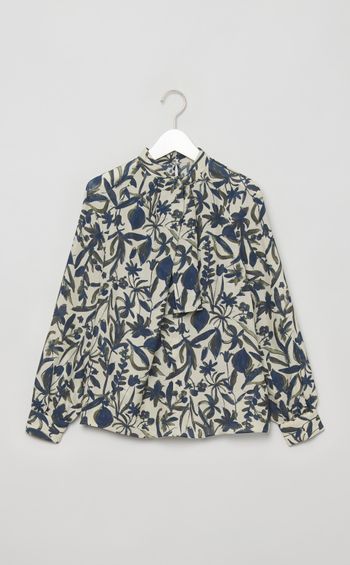 リーフプリントフロントタイブラウス