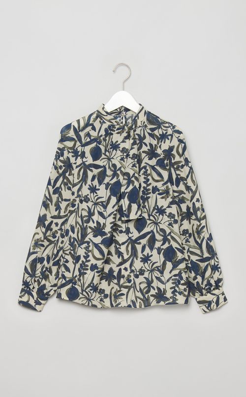 リーフプリントフロントタイブラウス