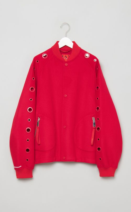 ハトメスリーブウールブルゾン