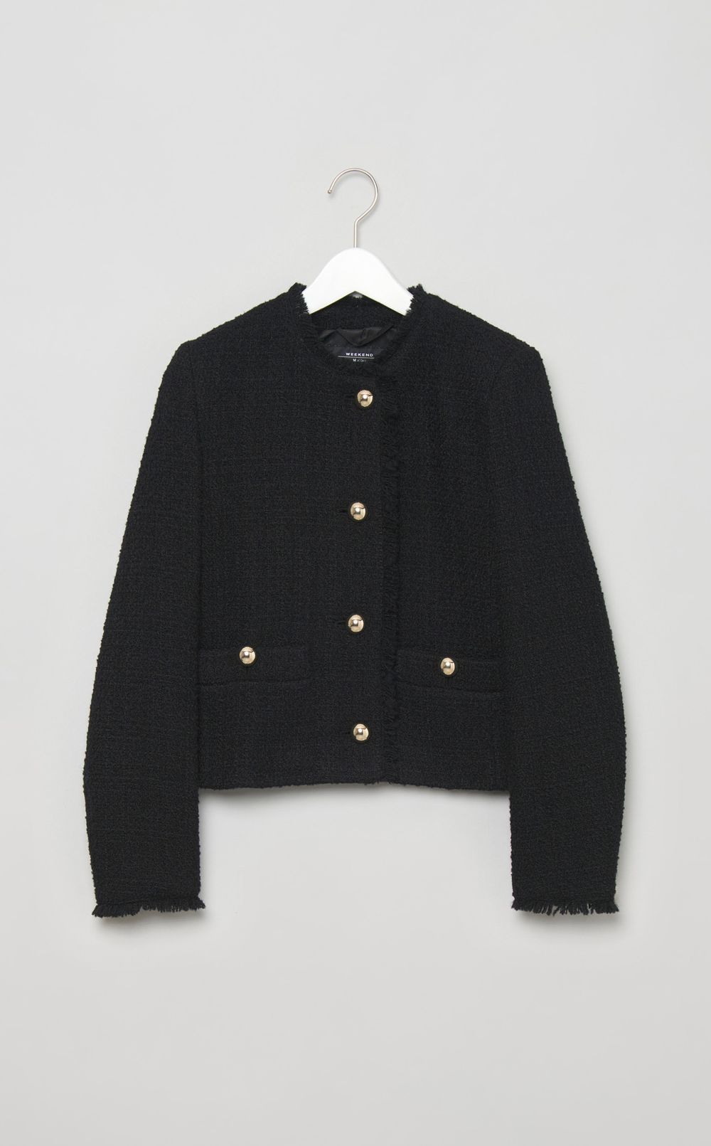 ウールツイードノーカラージャケット