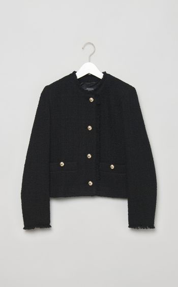 ウールツイードノーカラージャケット