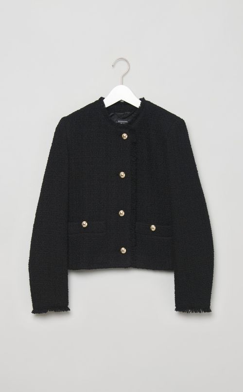 ウールツイードノーカラージャケット