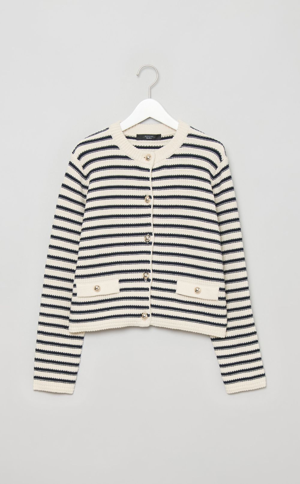 コットンボーダーニットカーディガン