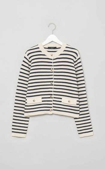 コットンボーダーニットカーディガン