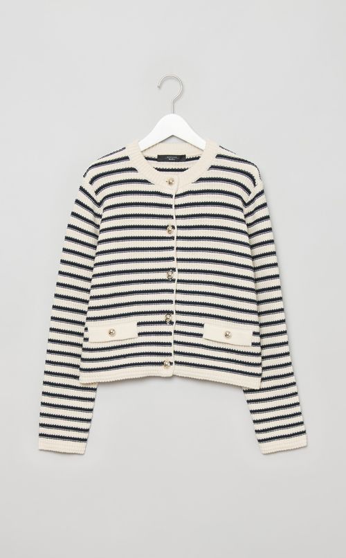 コットンボーダーニットカーディガン