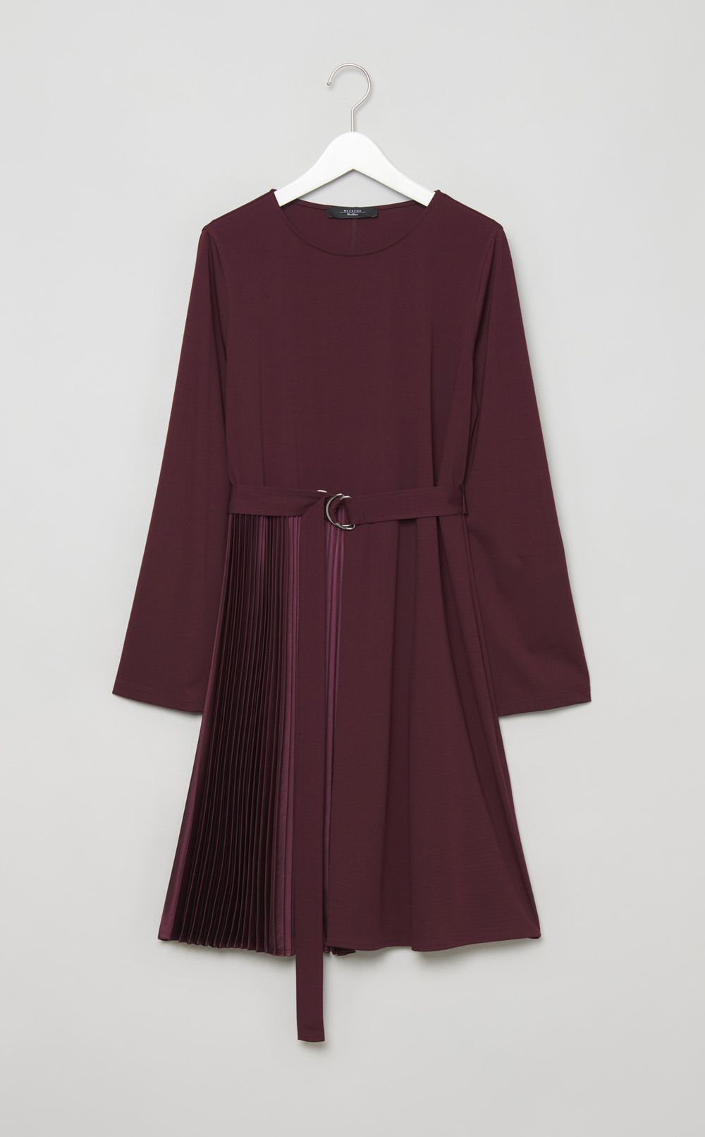 ジャージ切替プリーツベルテッドワンピース