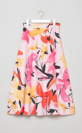 フラワープリントタフタフレアスカート
