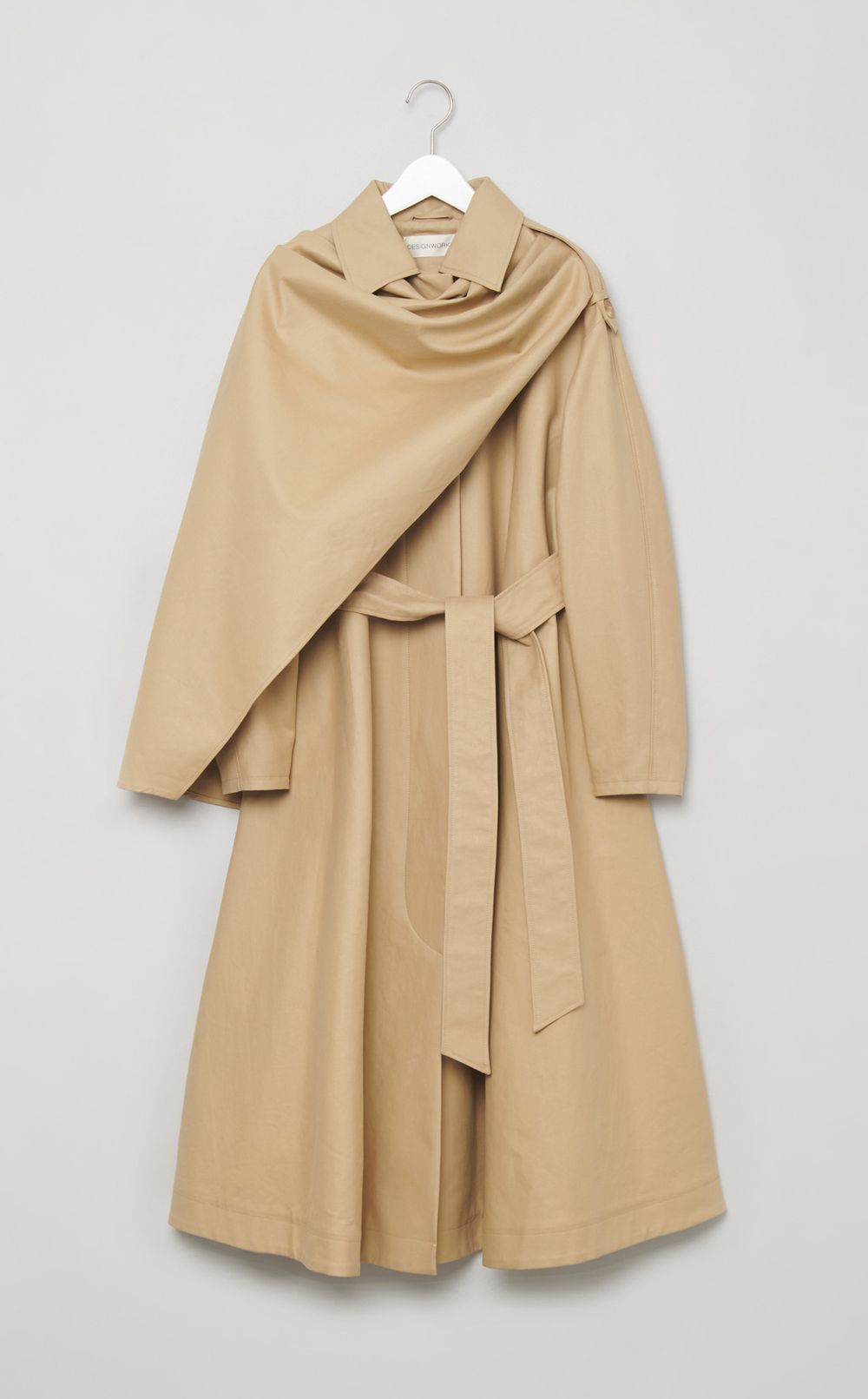 ストール付ステンカラーフレアコート