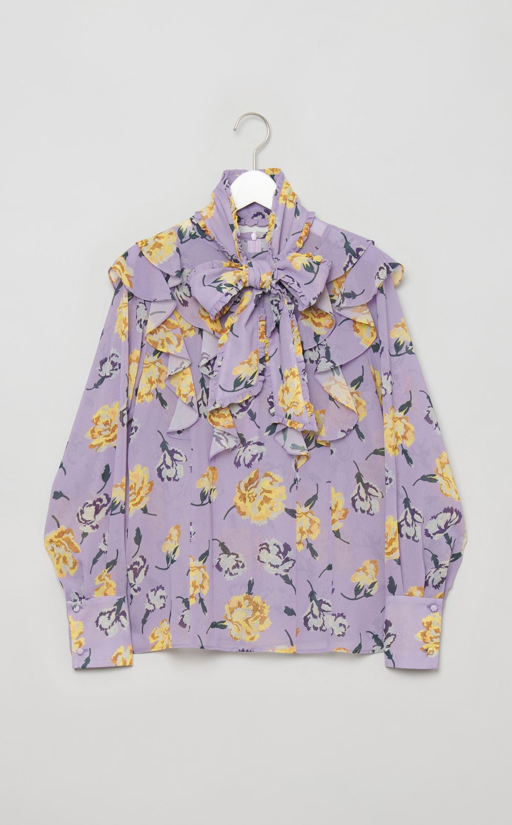 フラワープリントボウタイブラウス