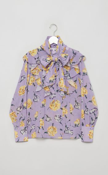 フラワープリントボウタイブラウス