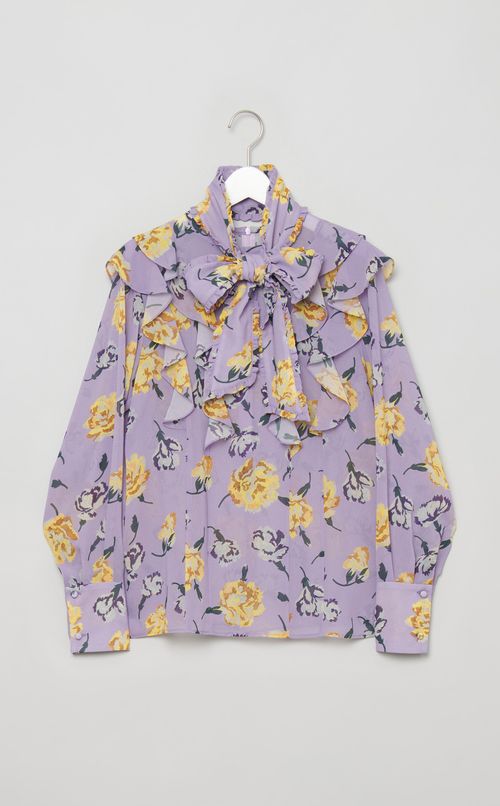 フラワープリントボウタイブラウス