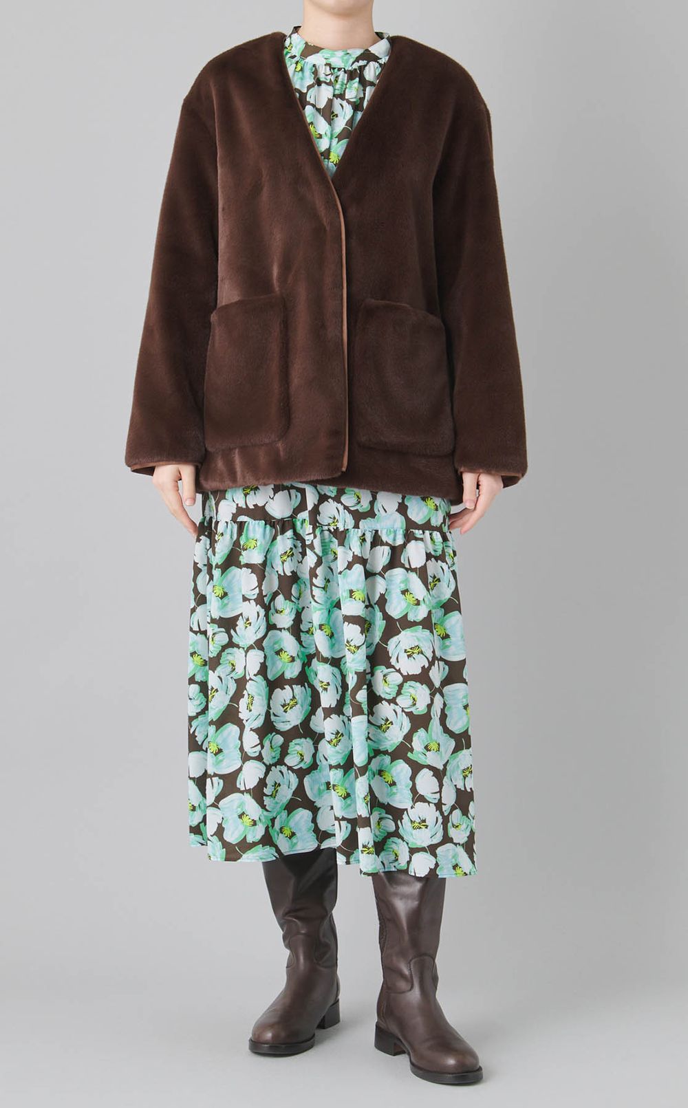 フラワープリントティアードワンピース