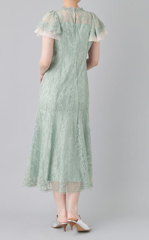 フレアスリーブレースワンピース