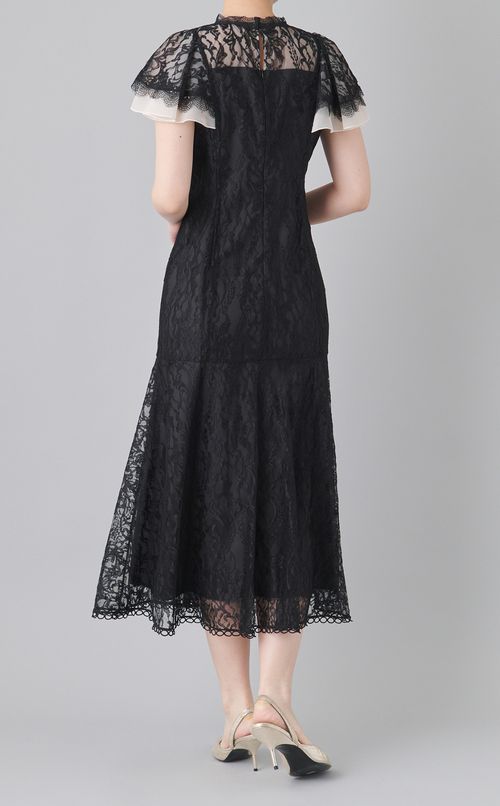 フレアスリーブレースワンピース