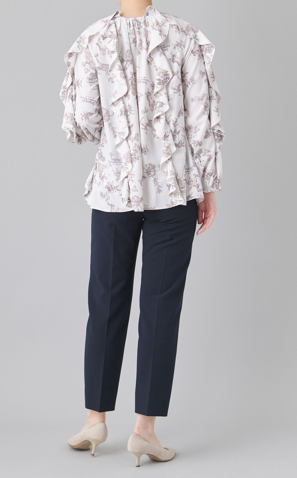 プリントラッフルブラウス