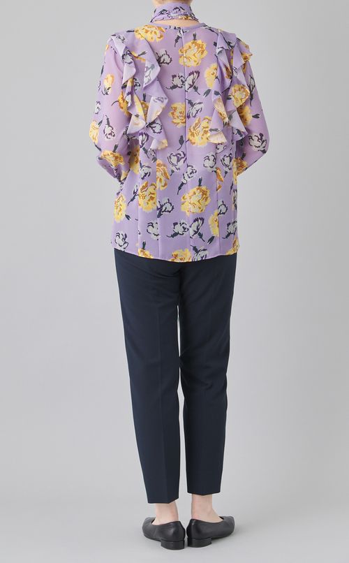 フラワープリントボウタイブラウス