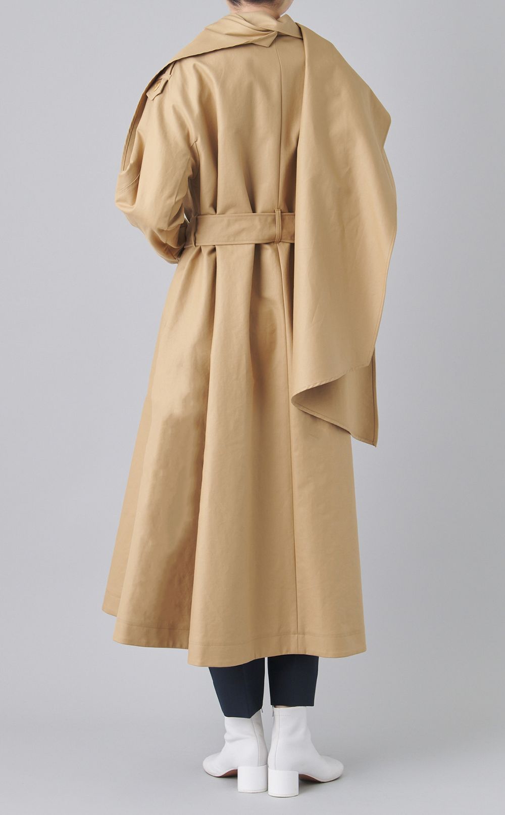 ストール付ステンカラーフレアコート