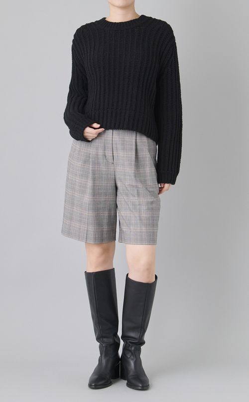 ウールクロップドチャンキーニット