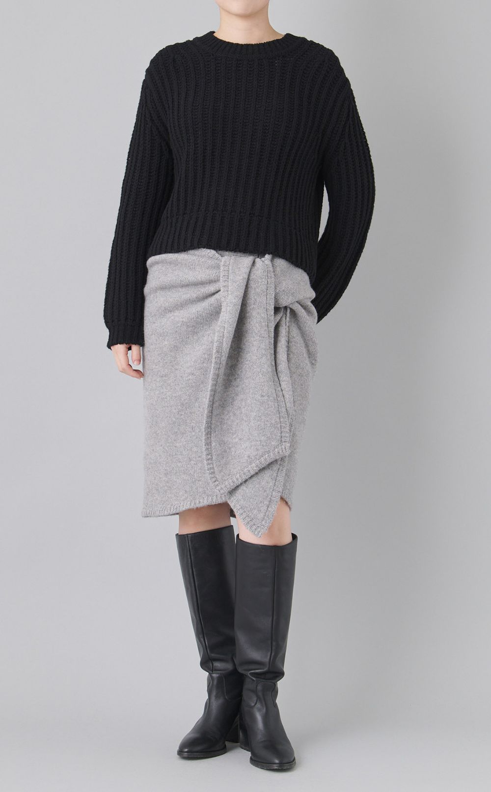 ウールクロップドチャンキーニット