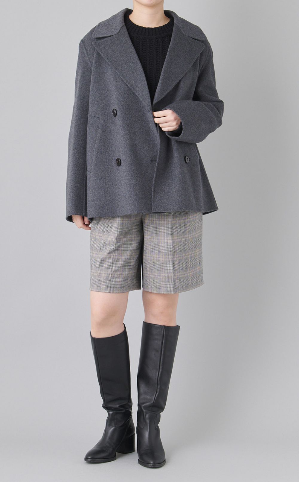 ウールクロップドチャンキーニット