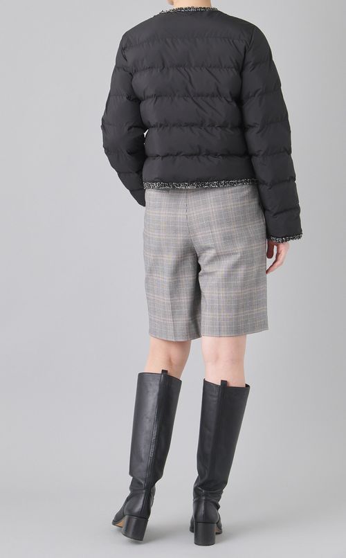 ノーカラーキルティングブルゾン