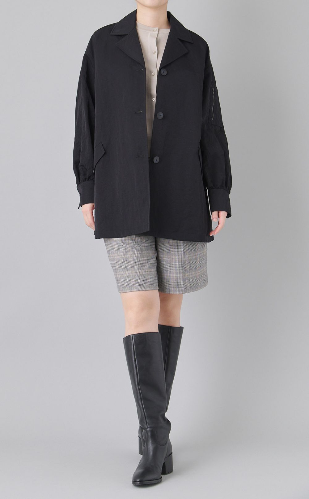 ナイロンAラインミドルコート