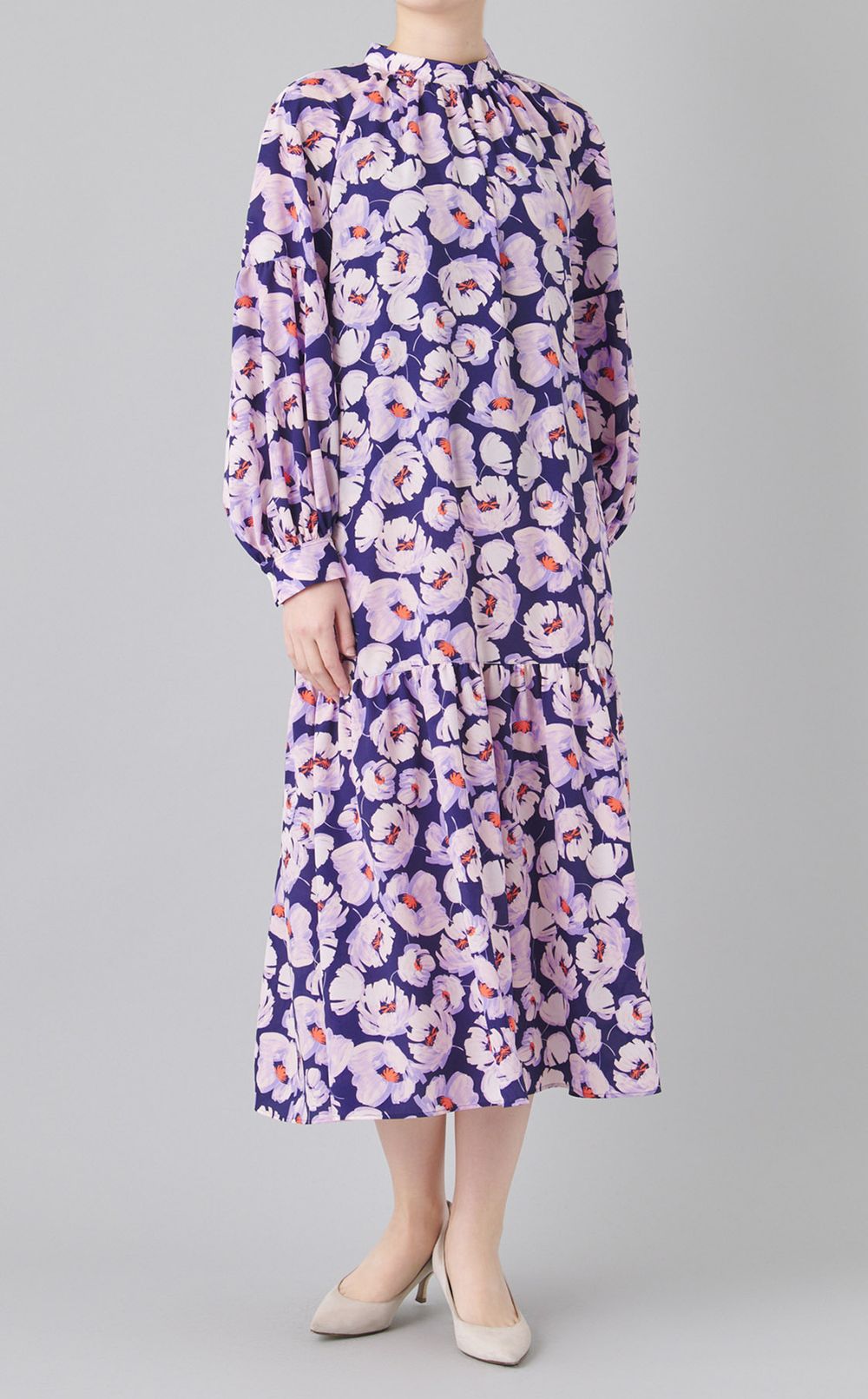 フラワープリントティアードワンピース