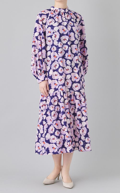 フラワープリントティアードワンピース