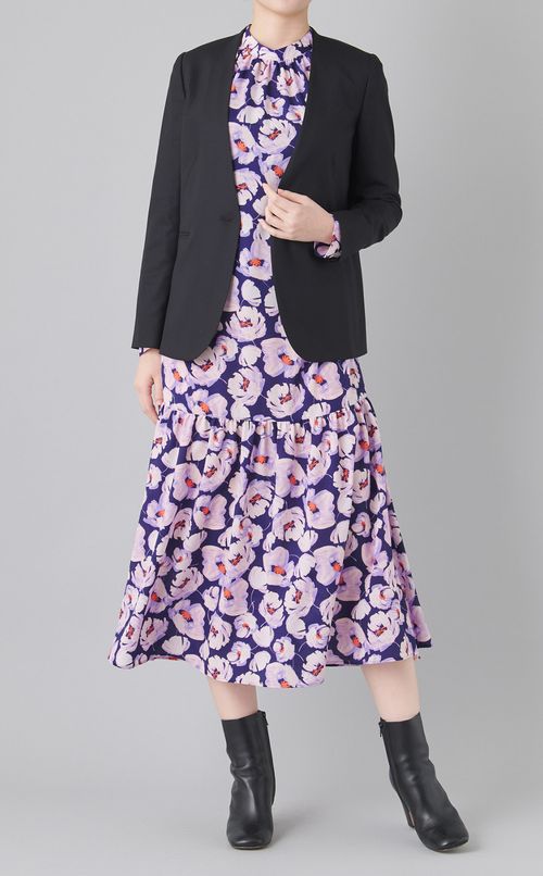 フラワープリントティアードワンピース