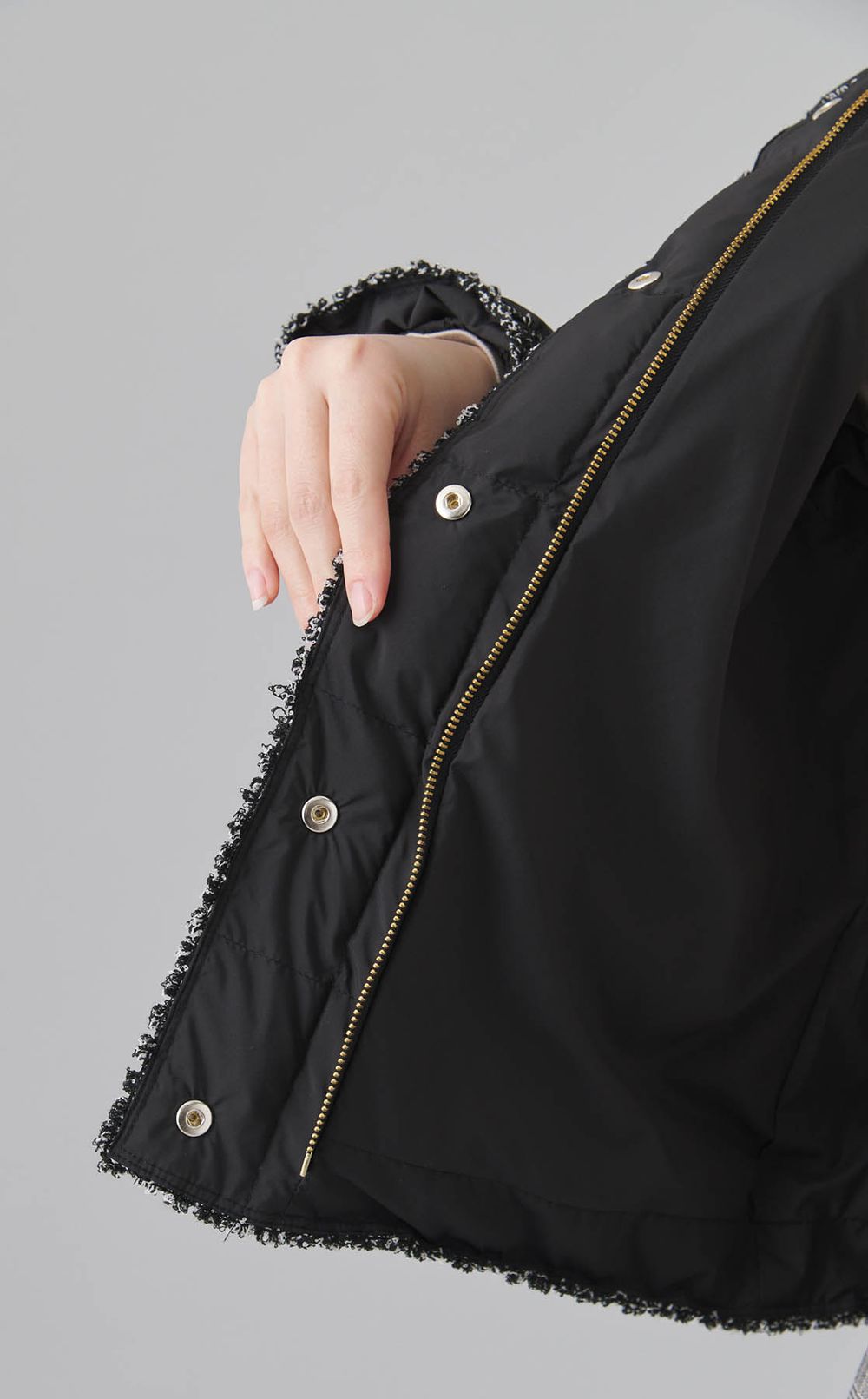 ノーカラーキルティングブルゾン