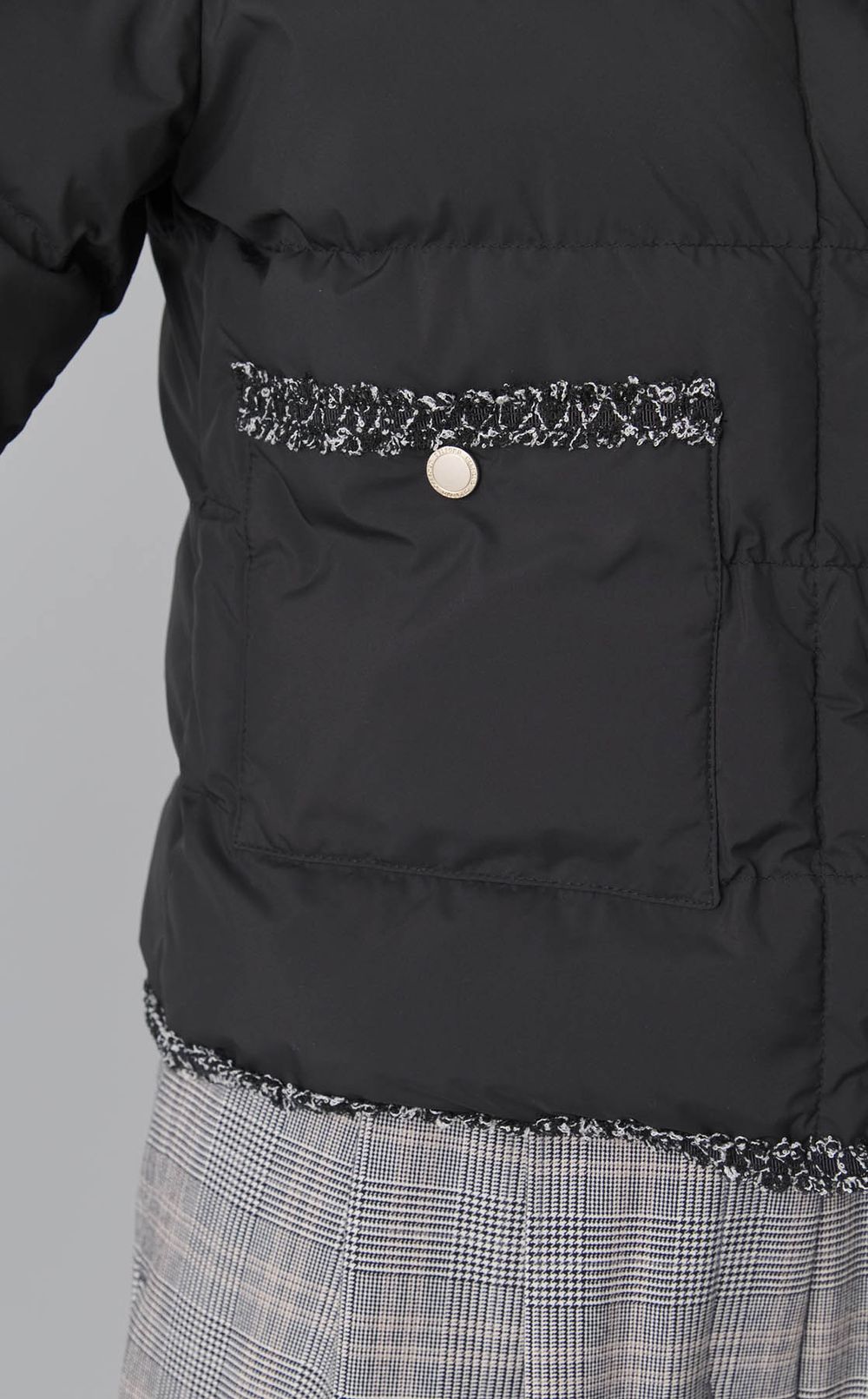 ノーカラーキルティングブルゾン