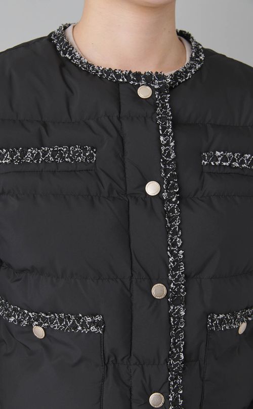 ノーカラーキルティングブルゾン