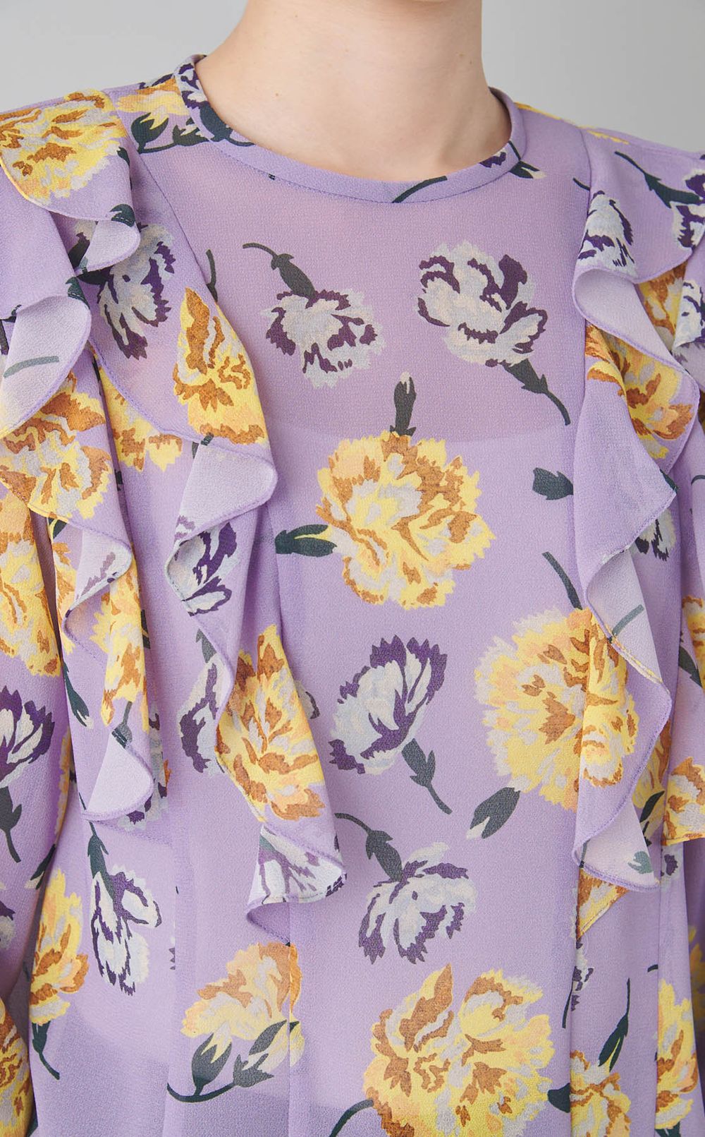 フラワープリントボウタイブラウス