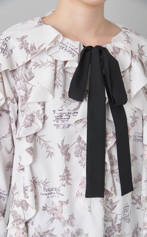 プリントラッフルブラウス