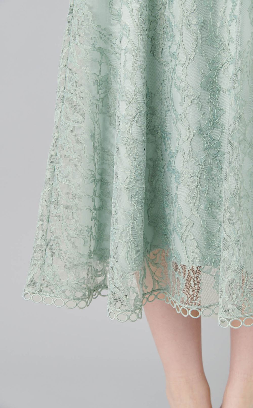 フレアスリーブレースワンピース