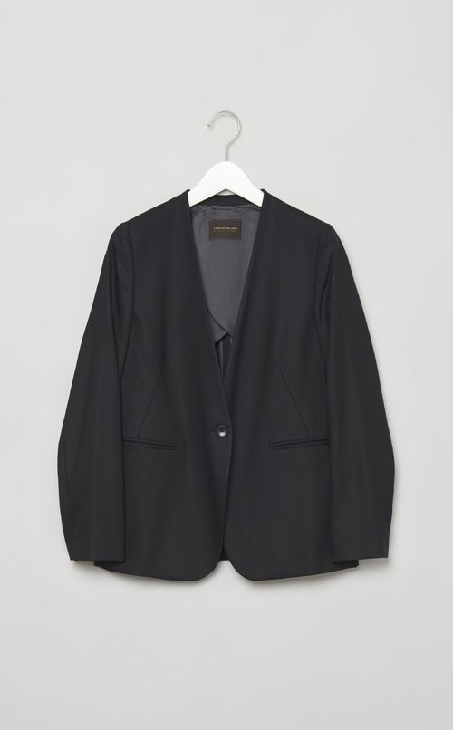 ノーカラーVネックジャケット