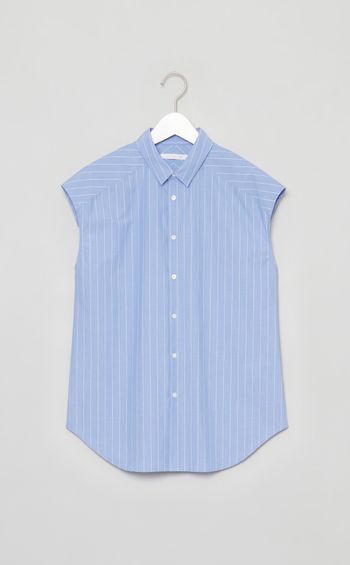 コットンブロードストライプノースリシャツ