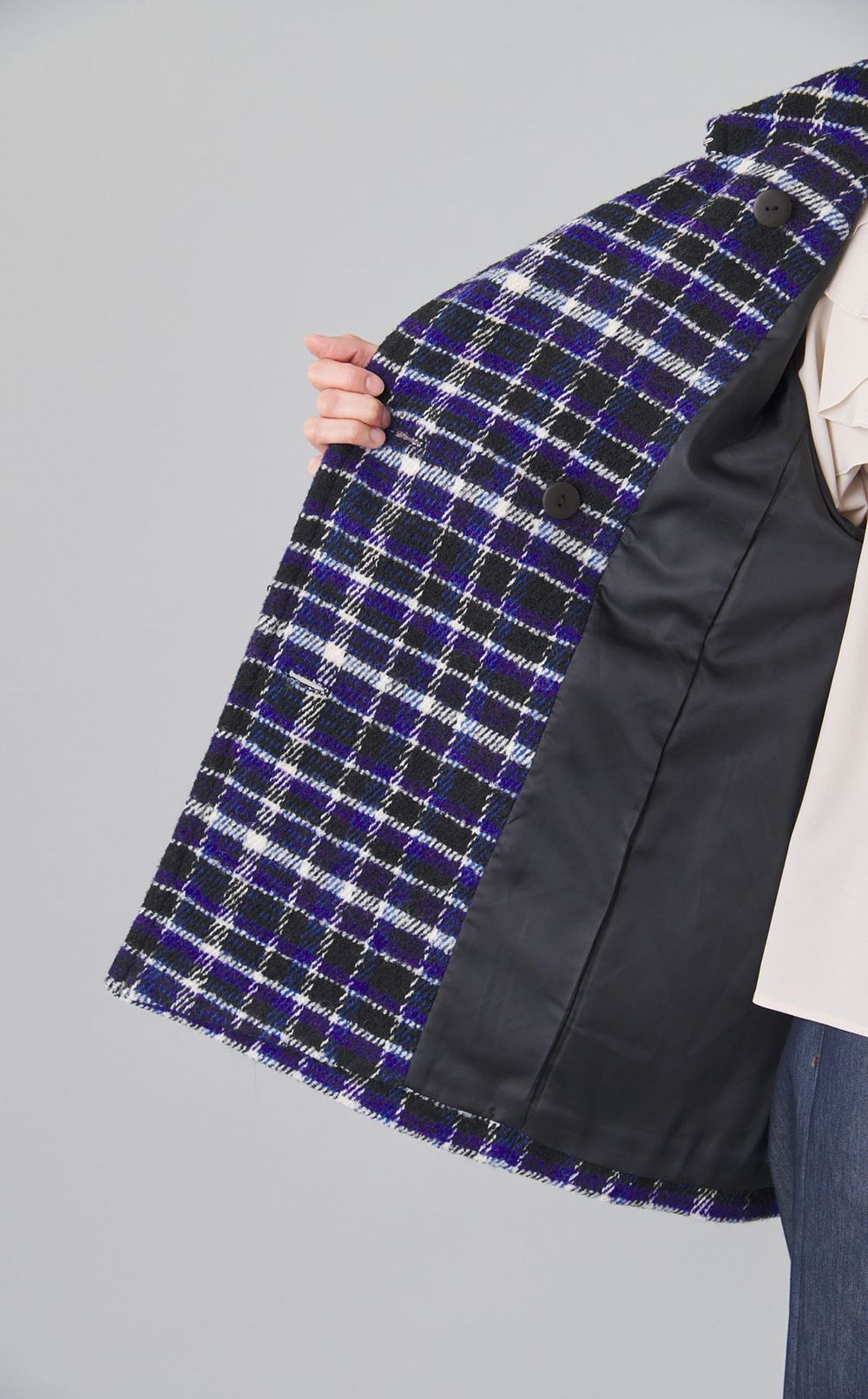 チェックミドルコート