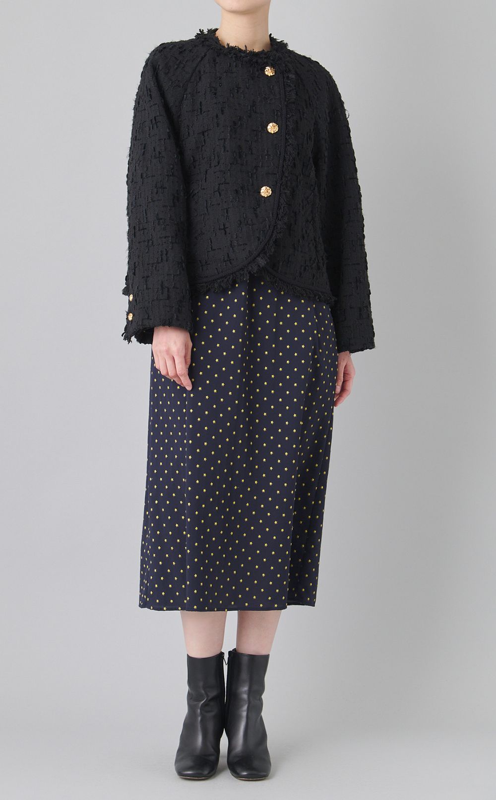 ラウンドヘムツイードジャケット