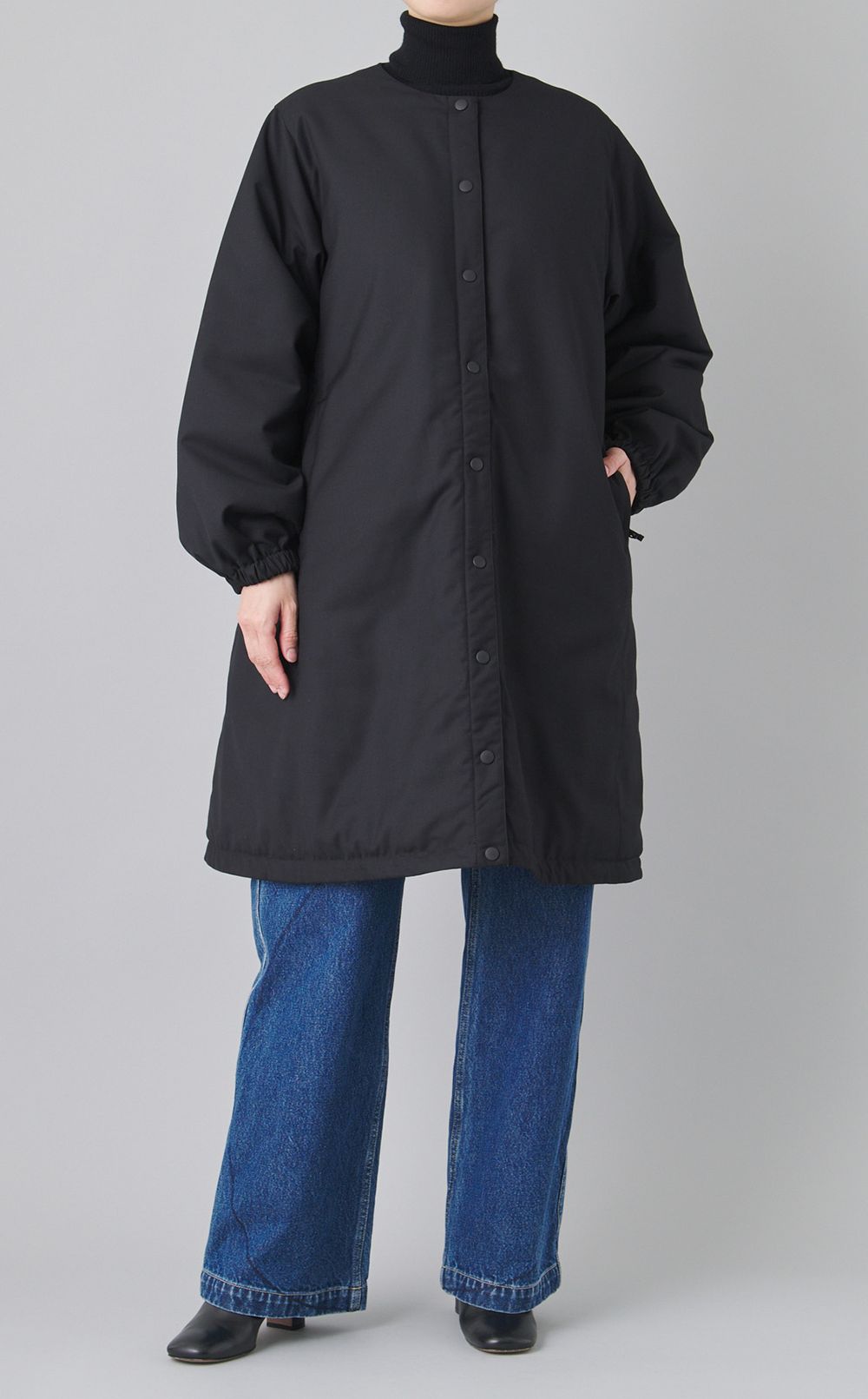 ノーカラーリバーシブルコート