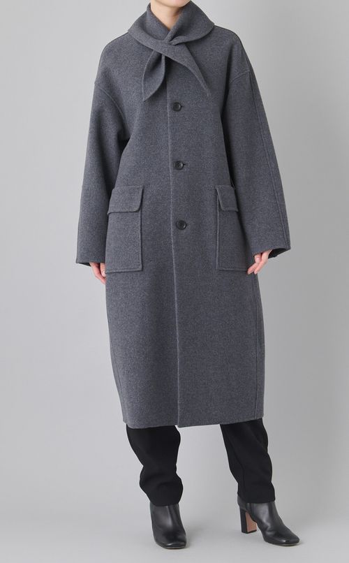 スカーフデザインロングコート