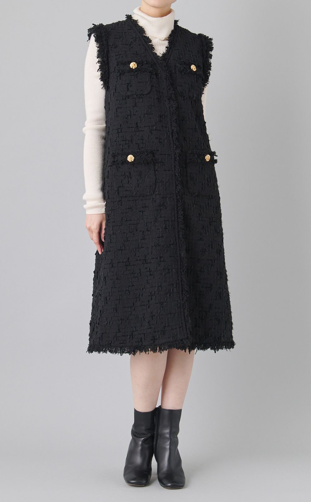 ツイードジレワンピース