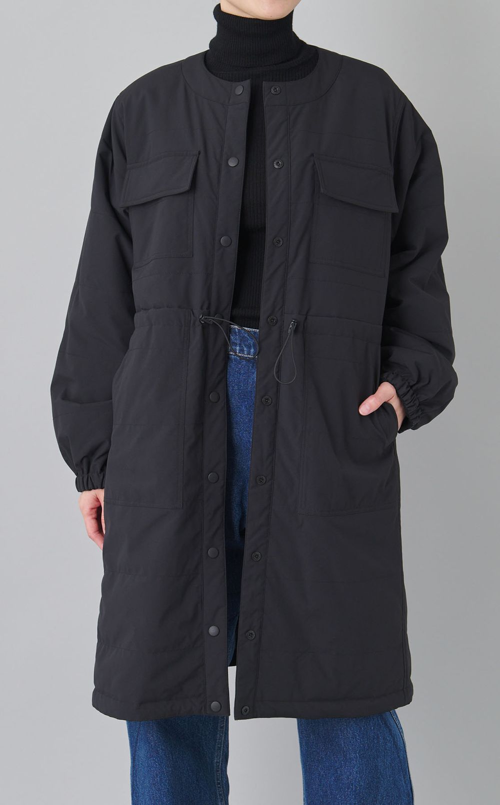 ノーカラーリバーシブルコート