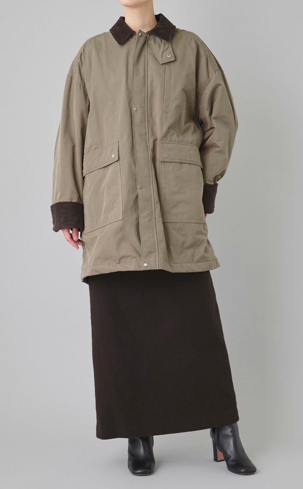 Vネックネップロングワンピース